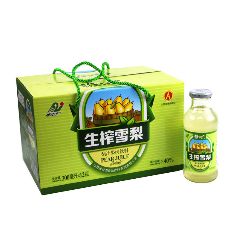 山西吕梁特产维仕杰生榨雪梨 梨汁果肉饮料300ml*12瓶 整箱包邮