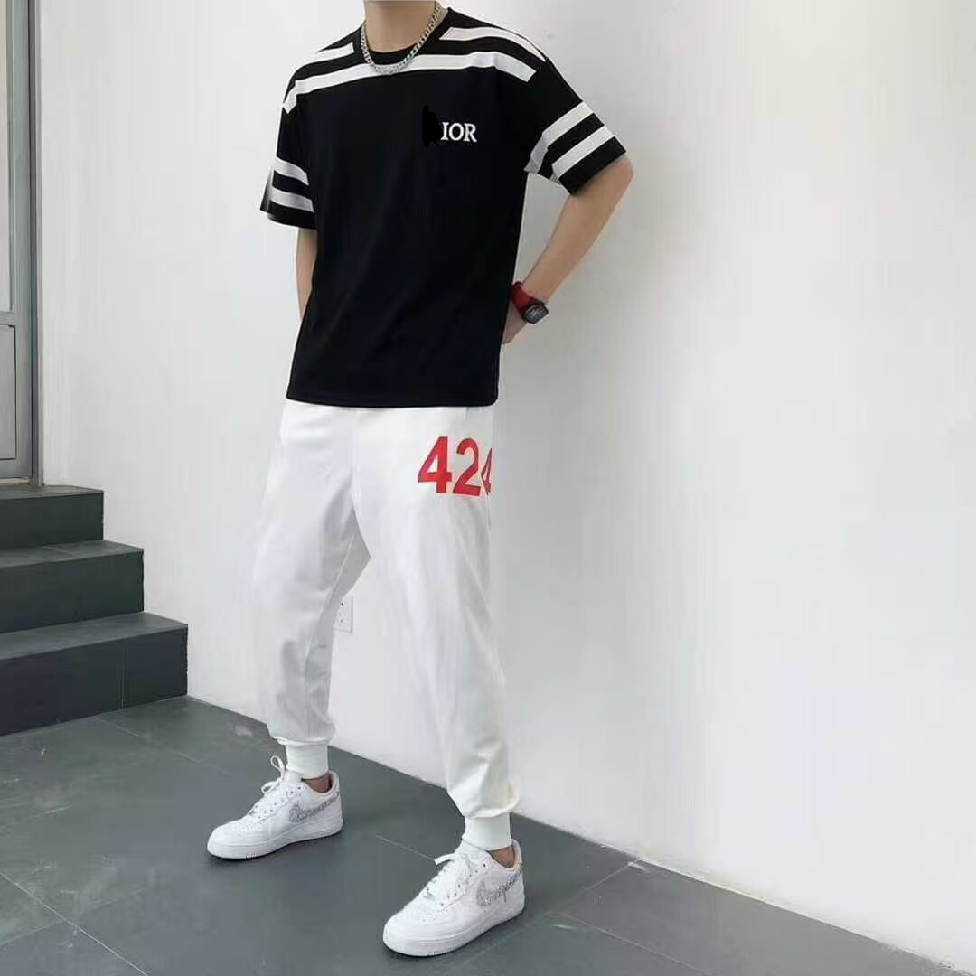 夏季新款男士短袖T恤时尚潮流百搭休闲运动男装搭配帅气