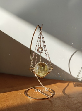 精致水晶球底托展示底坐空气凤梨支架创意桌面金色轻奢装饰摆件