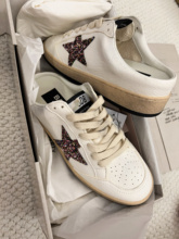 GB高定vstar星星做旧小脏鞋女金银亮片粉星板鞋半拖羊皮休闲鞋