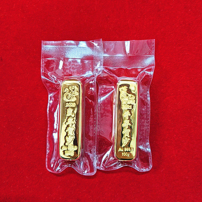 电镀样版金条 铜镀金牛 展示柜橱窗装饰摆设 生肖鼠贺岁道具金条