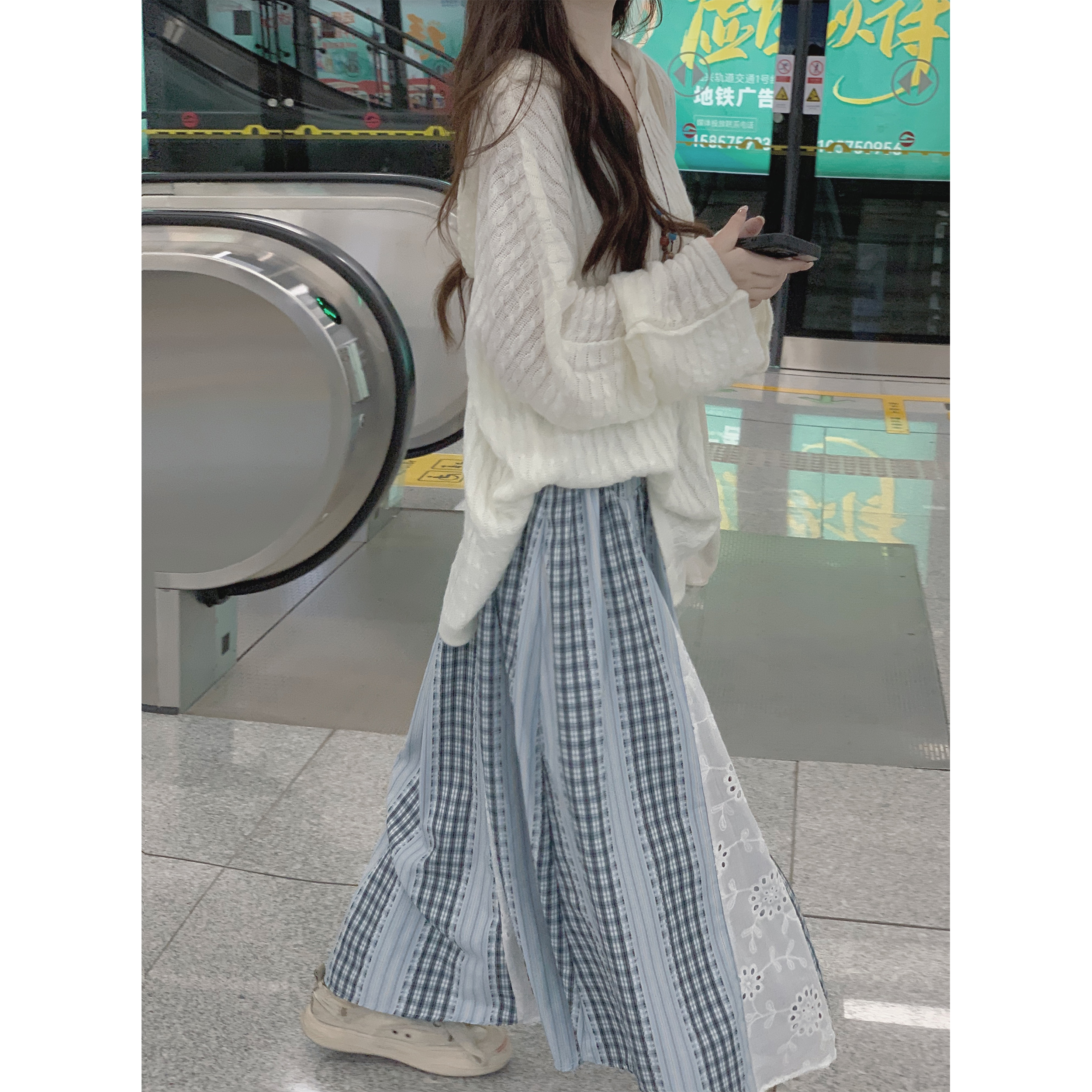【WASEI水冰冰】宽松慵懒风连帽针织衫女秋冬白色奶呼呼套头毛衣