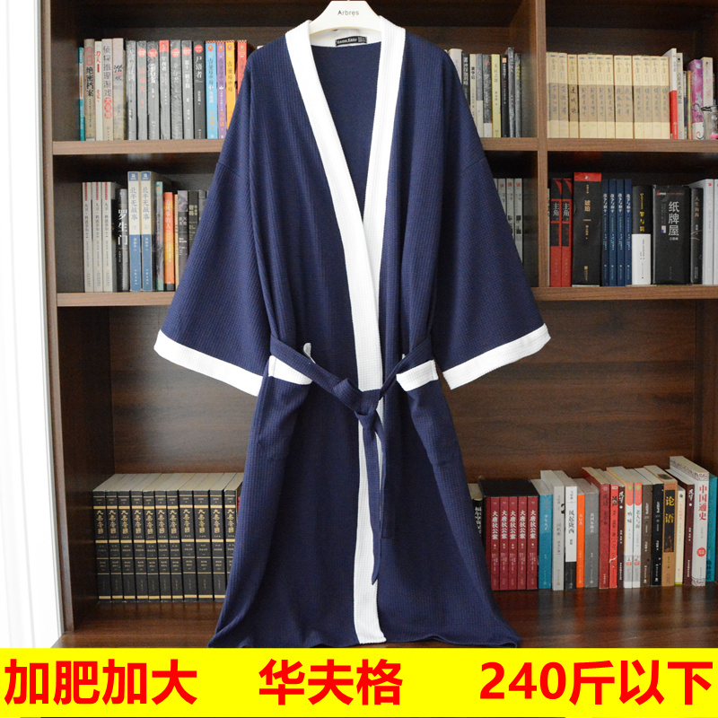 外贸大码男200斤薄纯棉宽松桑拿服汗蒸服加肥加大胖男款睡袍浴袍