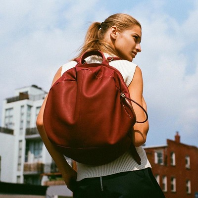 法国城市机能潮牌Cote&Ciel Moselle Alias厚软牛皮圆形双肩背包