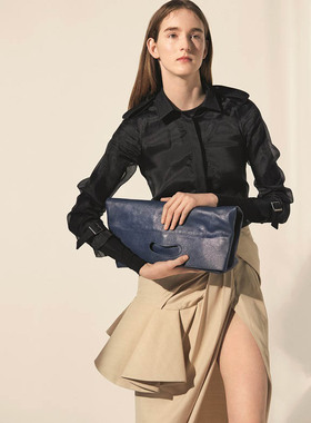 美国潮牌Cynthia-Rowley胎牛皮可折叠OVERSIZE款三用手拿包原580