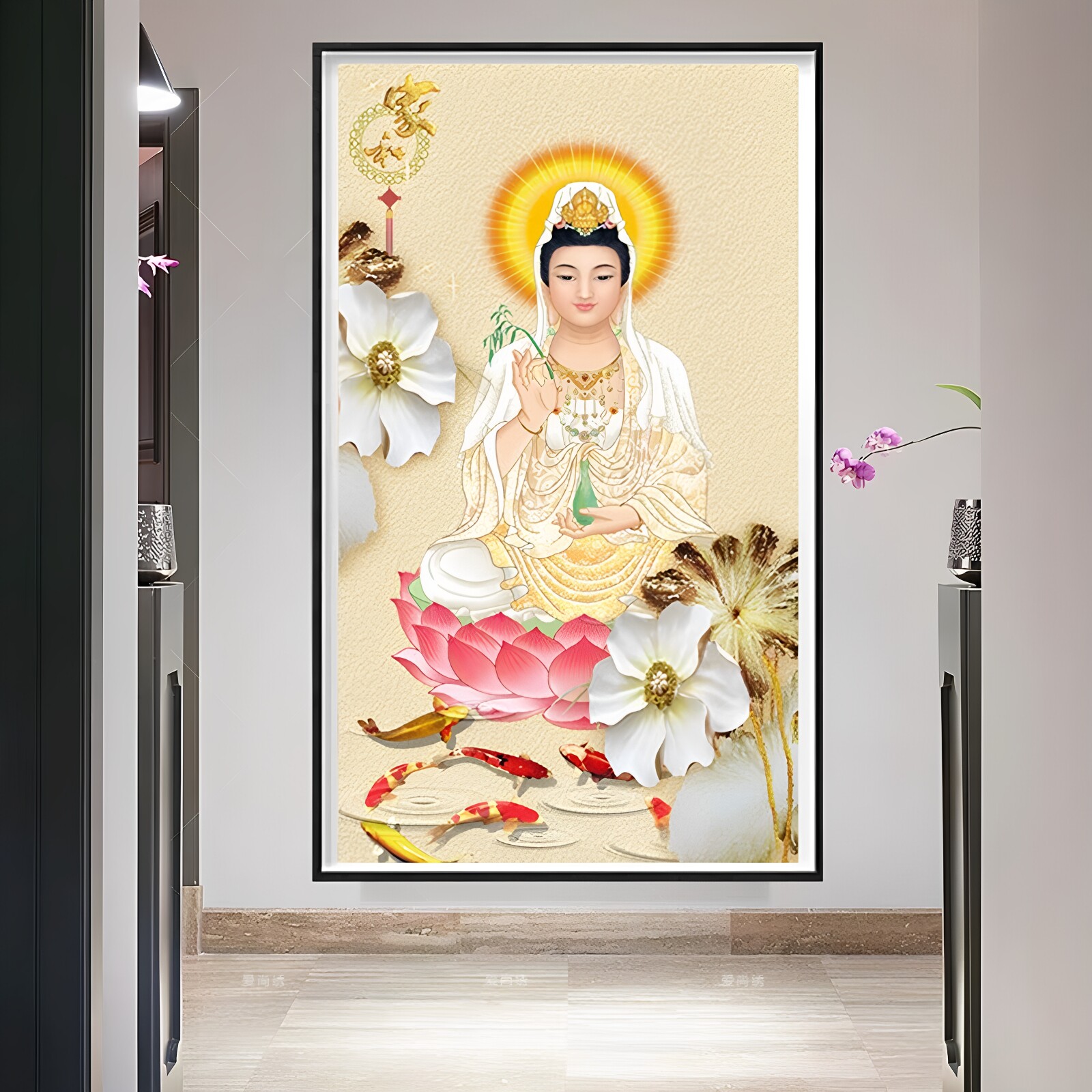 观音菩萨钻石画新款家和富贵荷花