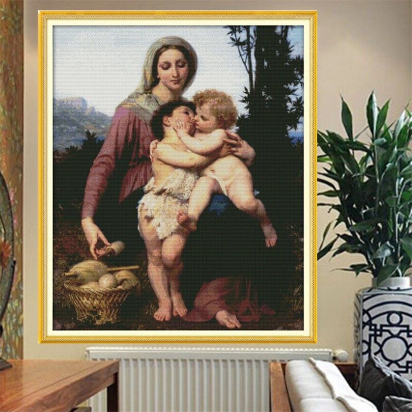 油画人物十字绣欧式世界名画母子