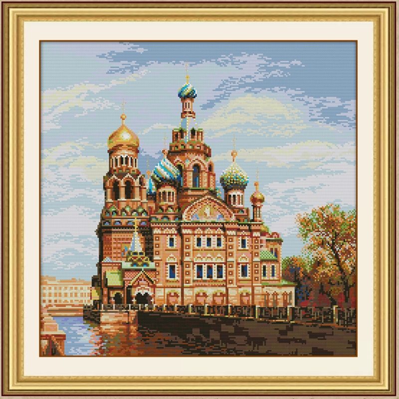 俄罗斯地标圣彼得堡城堡十字绣