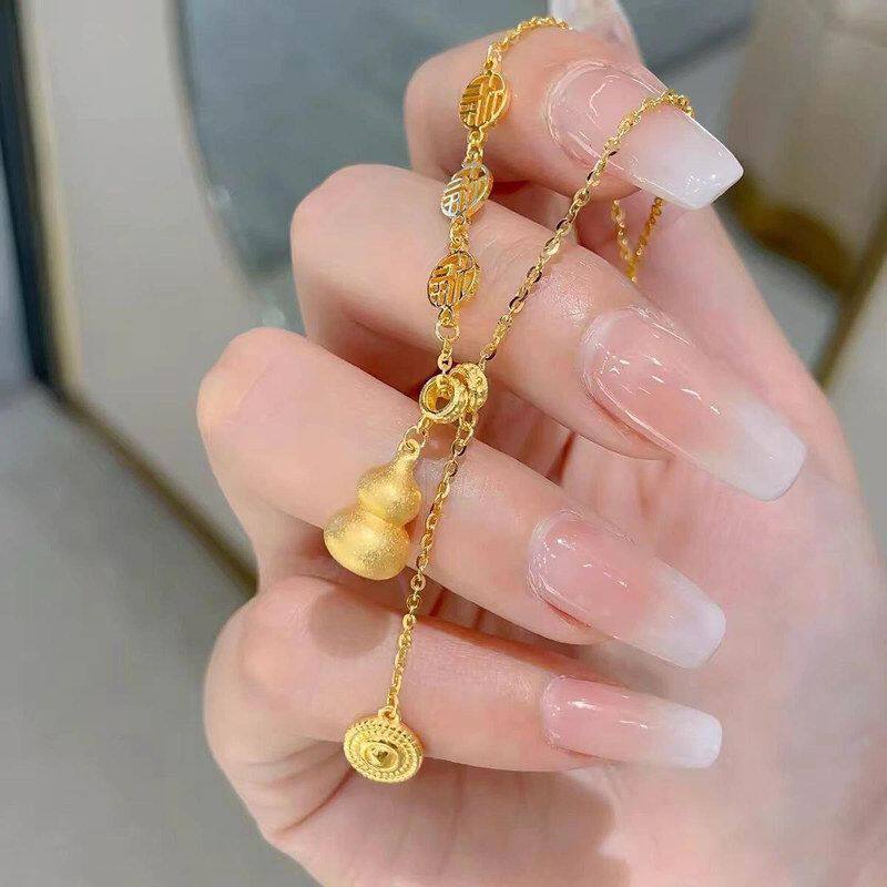 葫芦福禄寿复古新款锁骨百搭新中式链色民族古法国项链风潮黄金