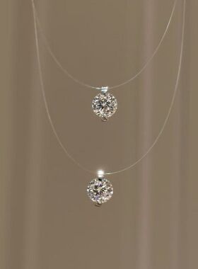 钻鱼线链女之泪八箭项链百搭锆石