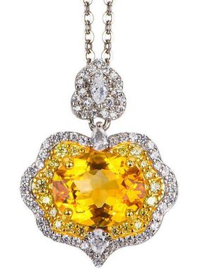 韩时尚吊坠黄水晶日民族锁骨天然