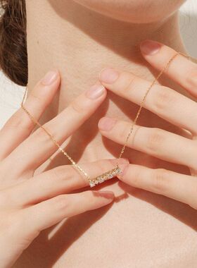 百搭单排钻项饰品批发锁骨项链字型简约跨镜轻奢坠配欧美一吊坠