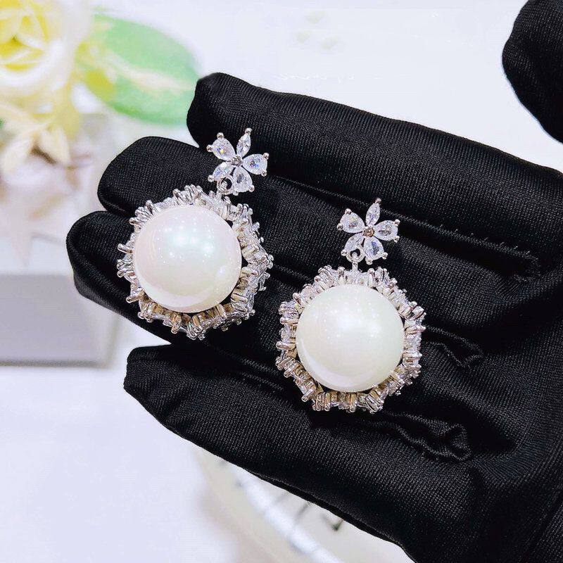 复古天然戒指新款耳钉女项链白色文艺优雅珍珠吊坠巴洛克套装大贝