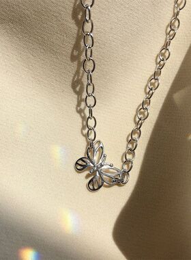 红潮高级感蝴蝶链网925锁骨轻奢