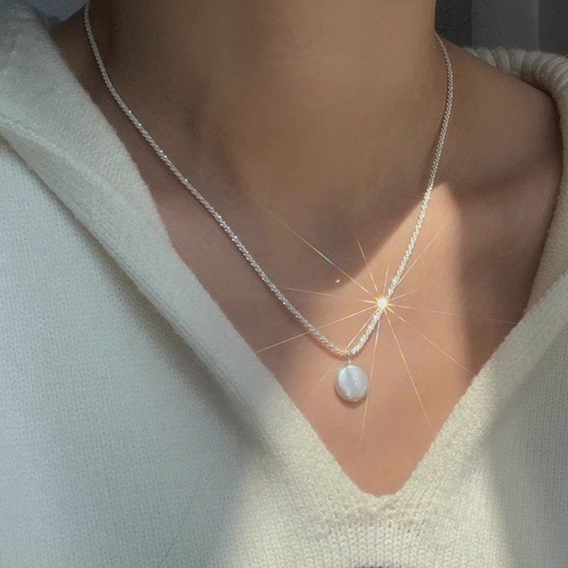 s925波光粼粼女轻意大利纯银纽扣