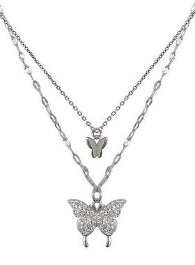 蝴蝶链潮钛项链ins饰品锁骨颈钢