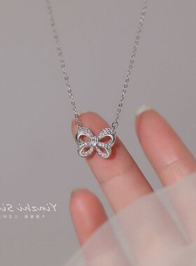 项链蝴蝶结链颈链新款清新锁骨