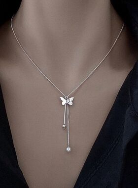 直播清新珍珠链女轻流苏项链批发