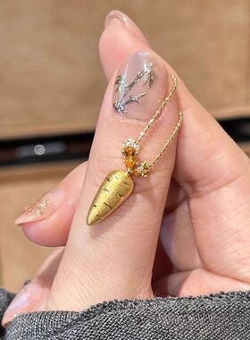 风锁骨颈链百搭女小镶链微设计感小众锆石项链田园胡萝卜拉丝清新