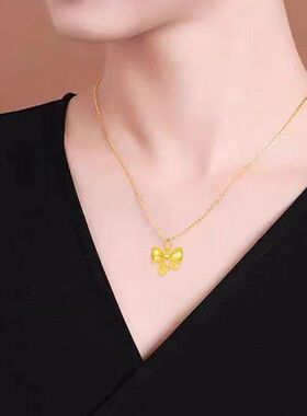 送礼物蝴蝶结锁骨链吊坠镀金坠