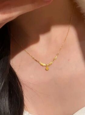 甜美直播玫瑰金色轻奢锁骨复古