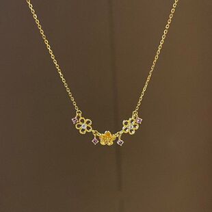 潮流风轻奢女款项链花朵潮链小众锁骨配饰设计高级感甜美千金气质