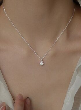 心形不锈钢项链小众拉丝冷淡简约韩版气质女吊坠爱心风ins链锁骨