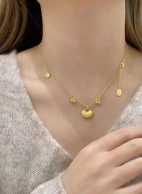 新款新中式本命年平安锁项链女轻奢感中国风福牌锁包锁骨链批发