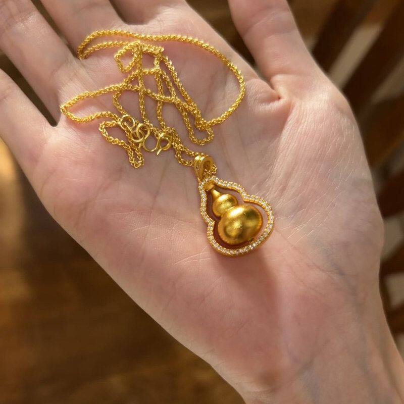 气质项链小红书古法仿葫芦旋转同款女新中式链叠戴黄金高级感肖邦