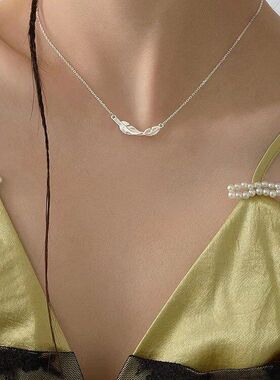 百搭项链锁骨高级羽毛女轻设计感链2022奢小众厂家直销新款年时尚