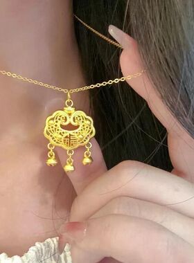 铃铛锁古法福字传承女复古长命锁