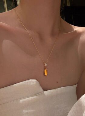 四叶黄昏高级项链晨露感锁骨气质