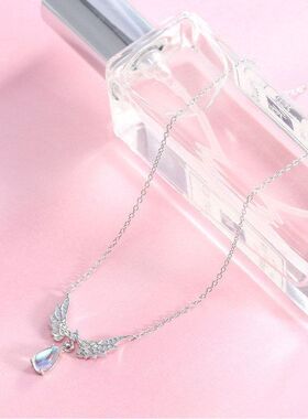 同款锁骨百搭设计月光石网红女之翼轻奢小红书链翅膀小众天使项链