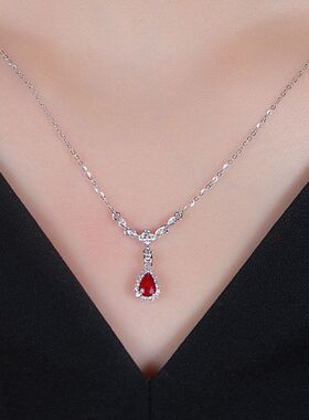 大气红宝石链新款欧美奢华鸽水晶