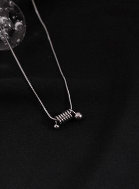 链代项链轻奢新款发潮螺旋双珠