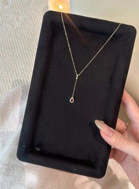 吊坠独特掉色链一件代发水滴轻奢红锁骨十字艾瑞雅不高级感链设计