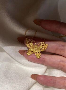 项链花丝小红书国风轻奢小众金色