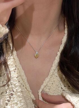 颈黄色链潮锆石通勤时尚爱心链