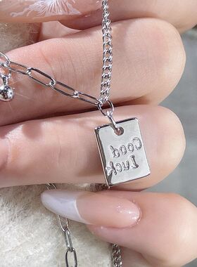 女小众韩版文字简约对称锁骨设计