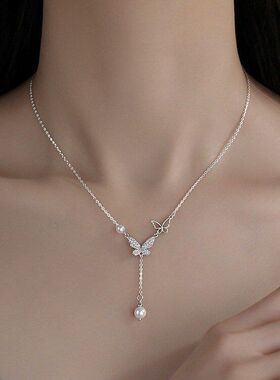 风珍珠轻奢ins闪钻蝴蝶2024小众