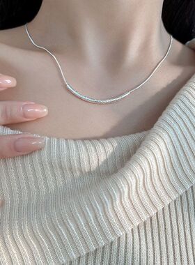 蛇骨链肌理项链银扣感配饰熔岩