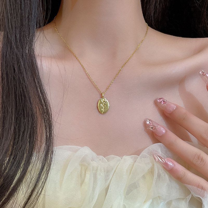 刻项链女纯银999配饰锁骨链首饰