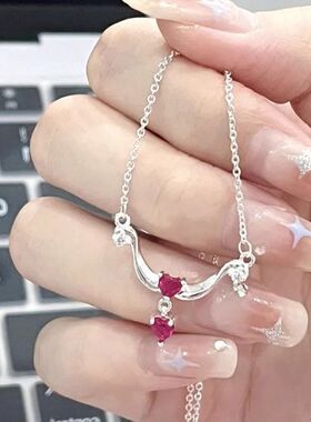 厂家直销一见倾心爱心锁骨项链礼物女新款情人节锆石女友甜美送链