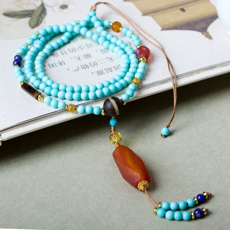 珠项链女纯银999配饰锁骨链首饰