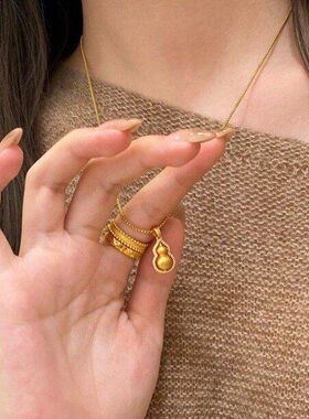 中式女款可转古法爆款抖音锁骨首饰小红书链项链精致新款葫芦工艺