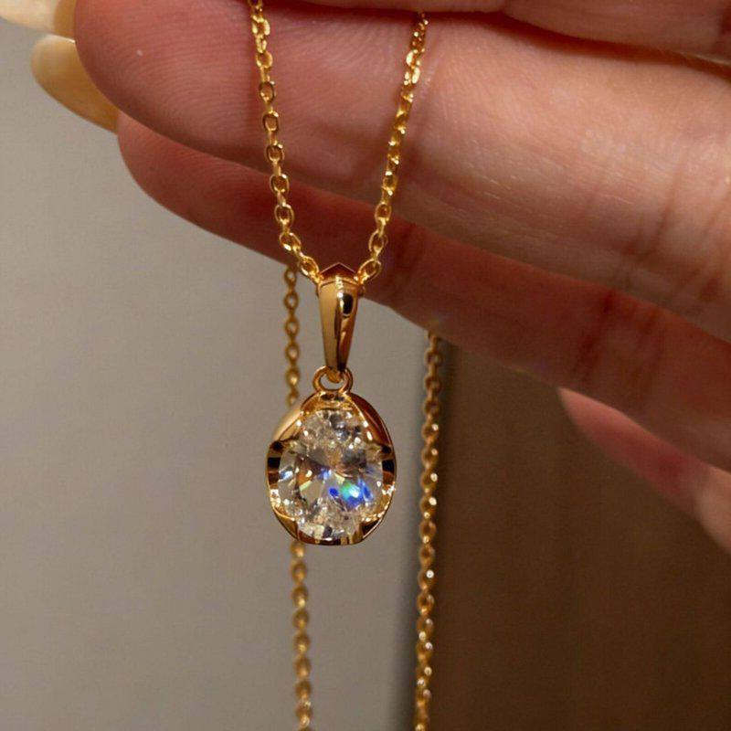 高级感小红书蛋形链锁骨爆款椭圆项链轻奢风百搭极简水滴ins钻石