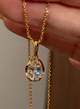 高级感小红书蛋形链锁骨爆款椭圆