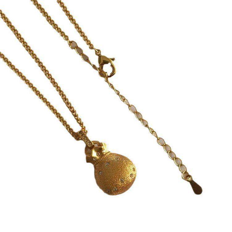 项链链拉丝钱袋子新中式镶钻沙金轻奢女古法小福袋花丝锁骨吊坠