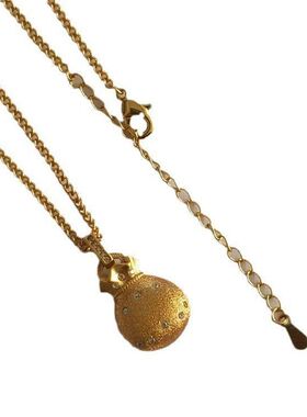 项链链拉丝钱袋子新中式镶钻沙金