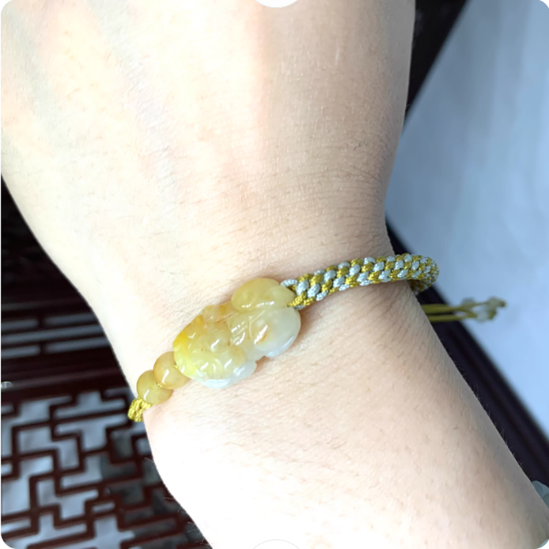 天然翡翠貔貅编绳手链原创设计搭配汉服古风手编绳手珠手串男女饰